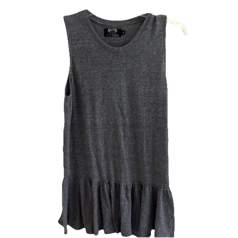 EUC Nation LTD for Intermix gray drop flounce waist Tank Tee knit top Sz Small